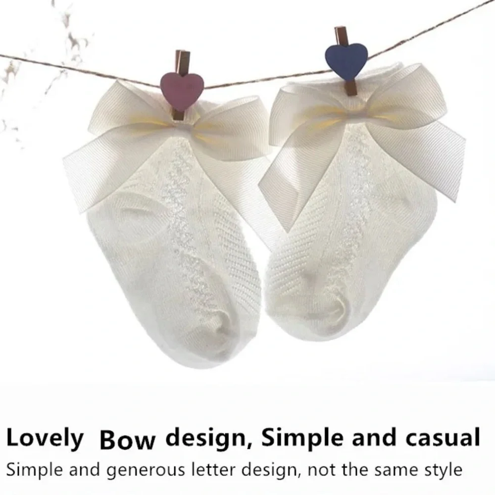 New lot of 3 baby girl bowknot socks 2-3 year medium